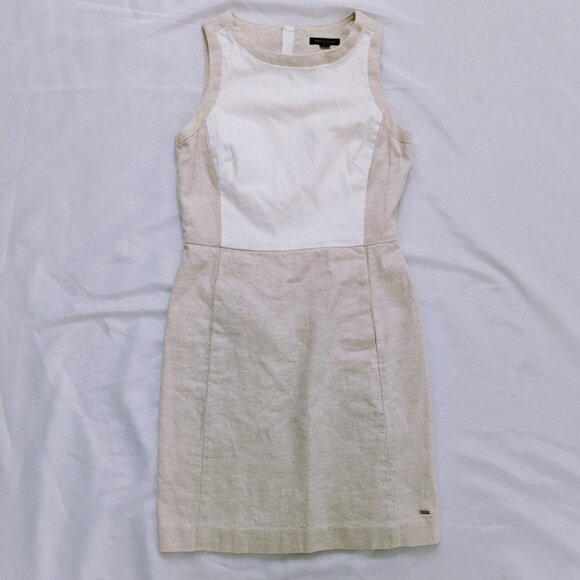 Tommy Hilfiger White and Tan Sheath Sleeveless Dress Size 0 - Picture 4 of 6